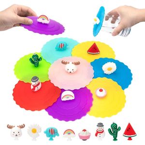 Silicone Cup Lid - Reusable Glass Lid (8 Pieces) Anti-Dust Leak-Proof Drinking Glass Lids for Coffee Beer Mug