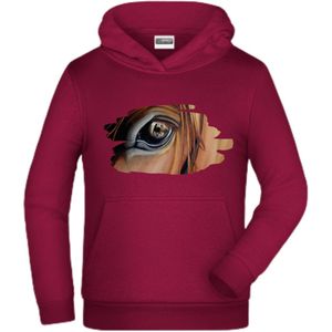 Bordeaux rode hoodie met paarden oog 98/104