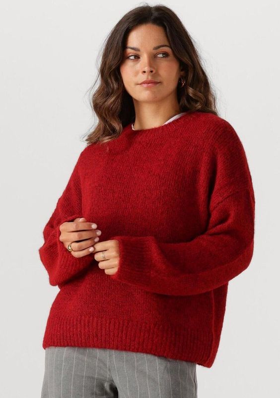 Object - Objsaggia LS LO - Gebreide Trui - Rood - Gerecycled Polyester