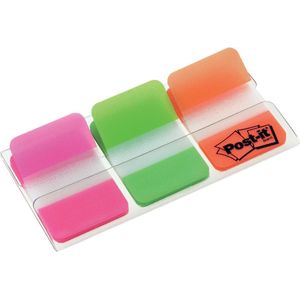 Post-it® Index Strong, Roze, Groen, Oranje, 25.4 x 38 mm, 22 Tabs/Kleur/Dispenser
