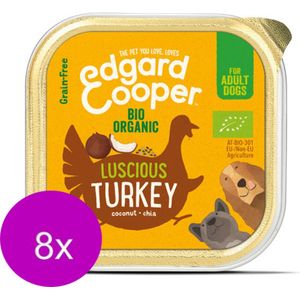 8x Edgard & Cooper Adult Paté Kuipje Organic Kalkoen - Kattenvoer - 85g
