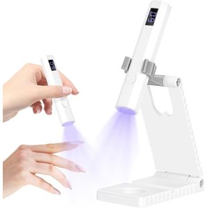 Mini UV nagel lamp - Nagel lamp LED UV voor Gellak - UV nagellamp met digitaal display - twee timingmodi - draagbare nagellamp - nageluithardingslamp - geen zwarte handen - verstelbare hoek - gelnageldroger - Wit