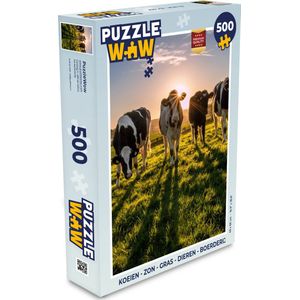 Puzzel Koeien - Zon - Gras - Dieren - Boerderij - Legpuzzel - Puzzel 500 stukjes
