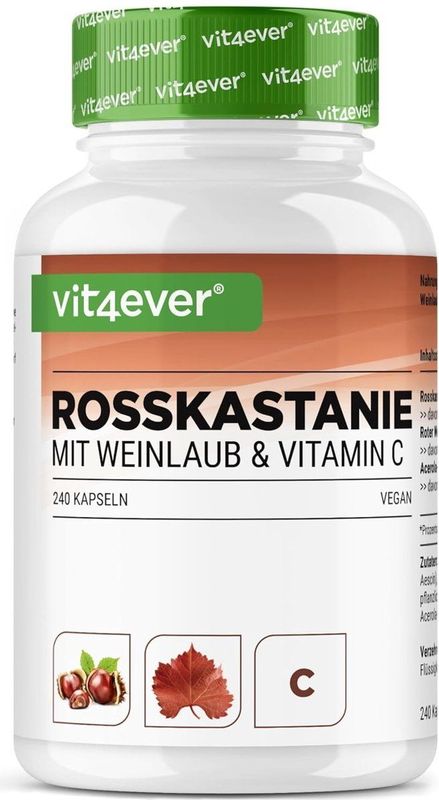 Paardenkastanje-extract - 240 Capsules - Hooggedoseerd met 1330 mg Extract per Dagelijkse Portie - Veganistisch