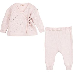 Minora Newborn Baby Kleding Set - Jongens en Meisjes - 2 Delig pakje - Winterbroek en trui-6/9 Maanden- Kraamcadeau - Babyshower-Newborn overalls winter- Poeder