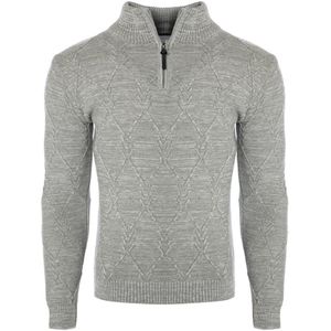 Carisma Heren Trui Opstaande Kraag Gebreid Motief Grijs 7984 - XXL
