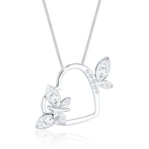 Elli Dames Halsketting dames met hart vlinder hanger met cubic zirconia in 925 sterling zilver
