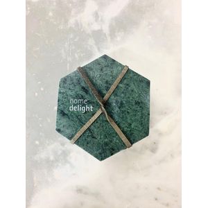 Onderzetters 4 stuks, marmer - onderzetters glazen - marble coaster set - groen hexagon