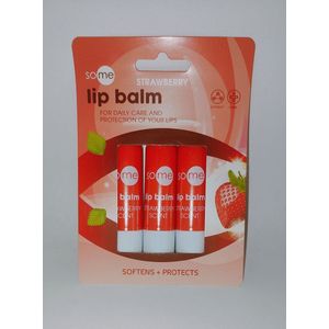 Lippenbalsum Strawberry | Lip balm Aardbei Smaak| balsem voor lippen - lip protector | Lip stick | 3x Stuks