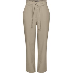 Pieces Boss Paperbag Straight Fit Broek Met Hoge Taille Beige S Vrouw