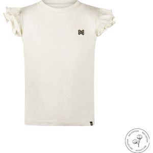 Koko Noko - Bio Cotton - T-shirt Korte Mouw met roesjes - Meisjes - Off white - Maat 92