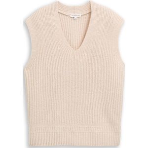 TOM TAILOR - Trui - Sand - V-hals - Losse Pasvorm - Mouwloos