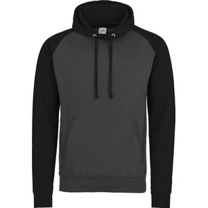 Awdis Gewoon Hoods Volwassenen Unisex Two Tone Hooded Honkbal Sweatshirt/Hoodie (Houtskool/Jet zwart)