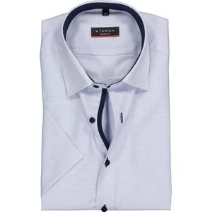 ETERNA modern fit overhemd - korte mouw - structuur heren overhemd - lichtblauw met wit (donkerblauw contrast) - Strijkvrij - Boordmaat: 40