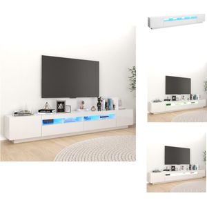 vidaXL TV-meubel - TV-meubel - 260 x 35 x 40 cm - Hoogglans wit - Met RGB LED-verlichting - Kast
