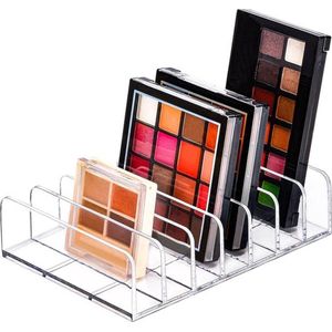 Palet Organizer, 7-Sectie Verdeeld Plastic Makeup Organizer Oogschaduw Contour Blush Houder Cosmetica Opslag voor Badkamer Vanity Countertop (Transparent, L)