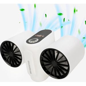 Handventilator 8000 MAh - Verstelbare 3 Snelheden - Buitenventilator met Dubbele Turbo en Noodverlichting - Oplaadbaar - Reizen Kamperen Thuis .