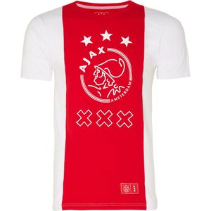 Ajax-t-shirt wit/rood/wit logo kruizen XL