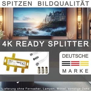 TronicXL 3-voudige SAT-splitter IEC distributeur antenneverdeler 3-voudige TV kabel adapter kabeltelevisie coax o.a geschikt voor met Unitymedia Vodafone Netcom PYUR komro RFT EWE TEL Unicable DVBT DVBC CATV