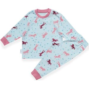 Frogs and Dogs - Horse Aqua AOP F&D Pyjama | Aqua meisjes jongens - Katoen - Maat 134/140