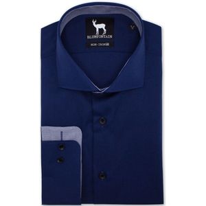 overhemd strijkvrij - Katoen - Navy - Maat EU40/M