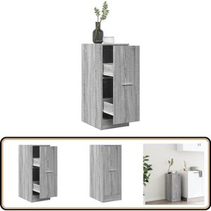 vidaXL Apothekerskast - Grijs Sonoma Eiken - 2 Lades Apothekerskast - Apothekerskasten - Apothekerskast Keuken - Apotheekkast