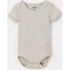 Woody - My First Woody - Blauwe romper van katoen - gestreept - 12 maand