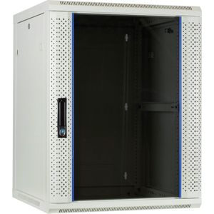 DSIT 15U witte wandkast / serverbehuizing met glazen deur 600x600x770mm (BxDxH) - 19 inch