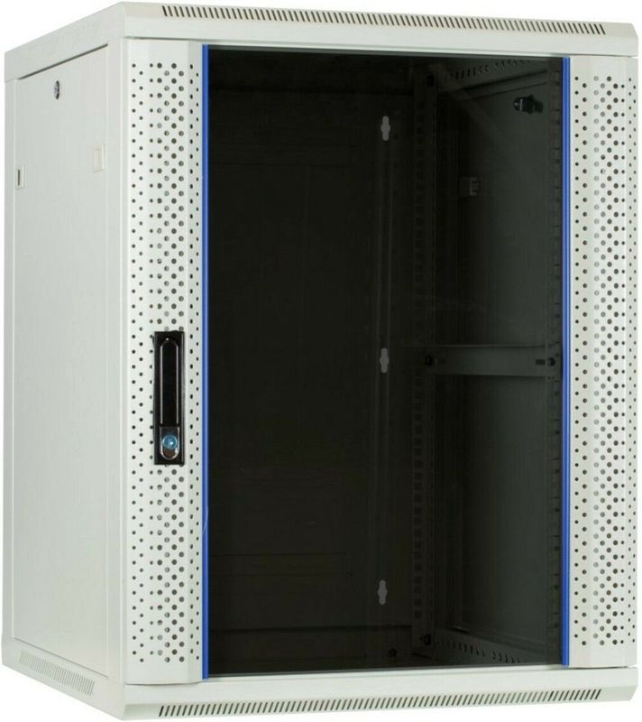 DSIT 15U witte wandkast met glazen deur 600x600x770mm (BxDxH) - serverbehuizing - serverrack - serverkast - 19 inch