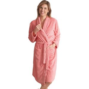 Cocodream dames badjas fleece - Pink - Warme winter ochtendjas - L - Roze