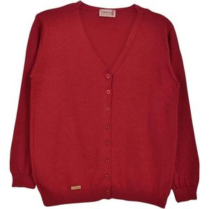 Minora Kind Gebreide Jas-Cardigan voor Meisjes- Hoogwaardige Baby Kleding- V Hals Vest- lange mouwen-Rood-9/10 jaar