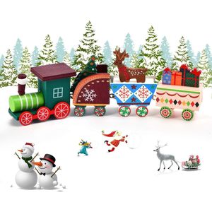 1 stks Houten Kerst Trein Speelgoed Set Kersttrein voor Kerstversieringen en Geschenken, houten kerstversieringen, Partij, kerstversiering (kleur)