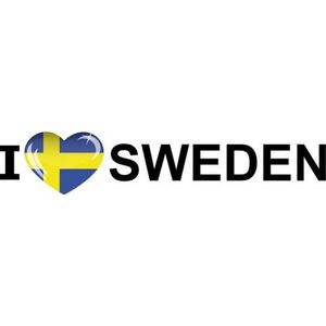I Love Sweden vlag sticker 19.6 cm - Feestartikelen en versieringen