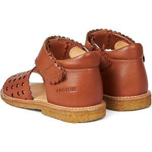 Angulus - Gesloten sandaal met gestanste hartjes - Cognac -100% Chroomvrij Leer
