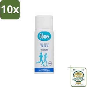 10 x Odorex - Deodorant Spray - Mini Marine Fresh - Fris & Compact - 50 ml - Grootverpakking - Deodorant Spray - Marine Fresh - Anti-Geur - Anti-Zweet - Compact Deodorant