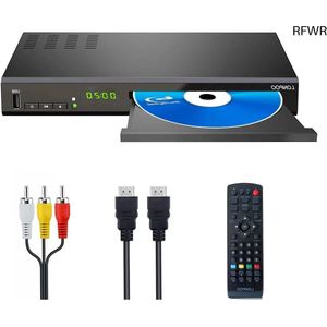 RFWR® Full HD Blu-Ray Speler met HDMI-kabel en USB-ingang - DVD en AV CD Speler voor Thuisbioscoop