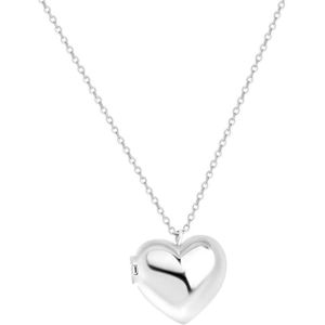 Lucardi Dames Ketting met hanger hart medaillon - Echt Zilver - Ketting - Cadeau - 5 cm - Zilverkleurig