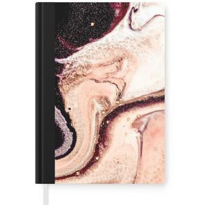 Notitieboek - Schrijfboek - Steen - Marmer print - Edelsteen - Abstract - Natuur - Roze - Notitieboekje klein - A5 formaat - Schrijfblok