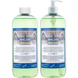 Handzeep Hamam 1 liter - set van 2 stuks - met gratis pomp - Voordeelverpakking