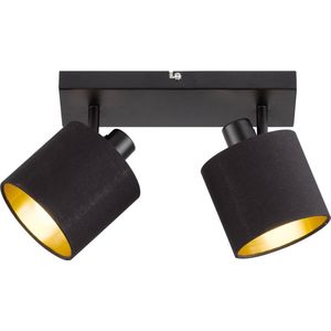 LED Plafondspot - Plafondverlichting - Torna Torry - E14 Fitting - 2-lichts - Rechthoek - Mat Zwart - Aluminium