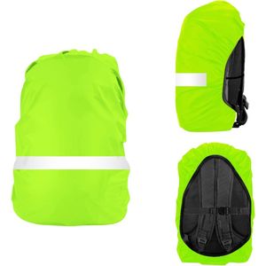 2 stuks waterdichte regenhoezen, met horizontale reflecterende strepen, verstelbare gesp, voor rugzak, schooltas, wandelen, klimmen, fietsen, M, 41 - 55 l, zwart/groen