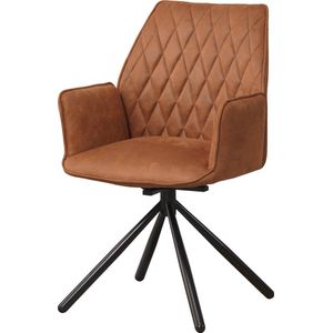 Eetkamerstoel - Keukenstoel - Metalen Poten - Microvezel - cognac