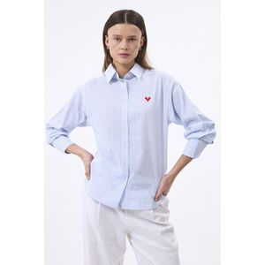 Felix Hardy Overhemd - Oversize Blouse - Poplin Katoen Linnen - Lange Mouw Dames Blauw - M