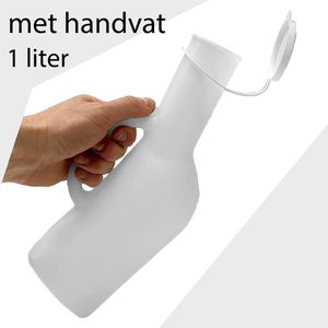 Urinaal Met Handvat - 1 Liter - Urinaal mannen - kunststof plasfles / urinefles met deksel