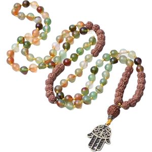 108 Mala Hamsa Ketting Edelsteen en Rudraksha | Sparkolia | Groen Armband | Rozenkrans Kralenketting