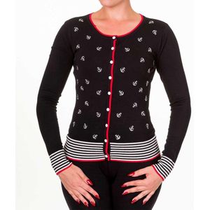 Banned Cardigan -4XL- Close Call Zwart/Wit