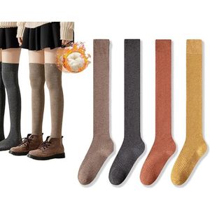4 paar - Overknee sokken - Dijhoge sokken - Warme wintersokken - Geschikt voor laarzen