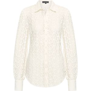 Mi Piace - Kanten Blouse - Latte - Lange Mouwen - Knoopsluiting