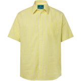 Boston Park Boston Park - Heren - Boston Park overhemd van een linnenmix korte mouwen - Limoengeel - Maat L