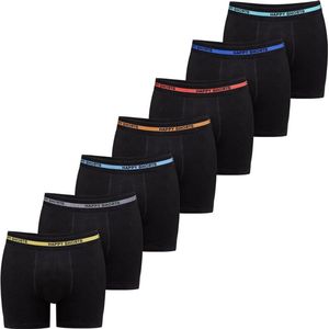 Happy Shorts 7-Pack Zwarte Boxershorts Heren Multipack Effen Zwart - Maat M